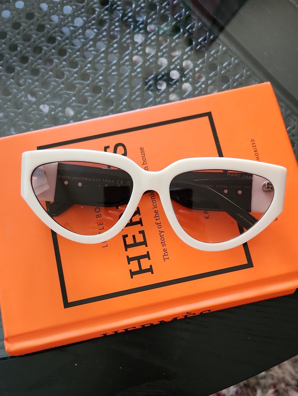 Marc Jacobs White Cat-Eye Sunglasses with Black Lenses